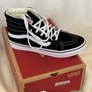 Vans Sk8-Hi Slim Black/White size 8 New in Box